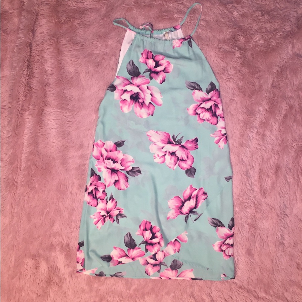 Women’s mint floral halter dress